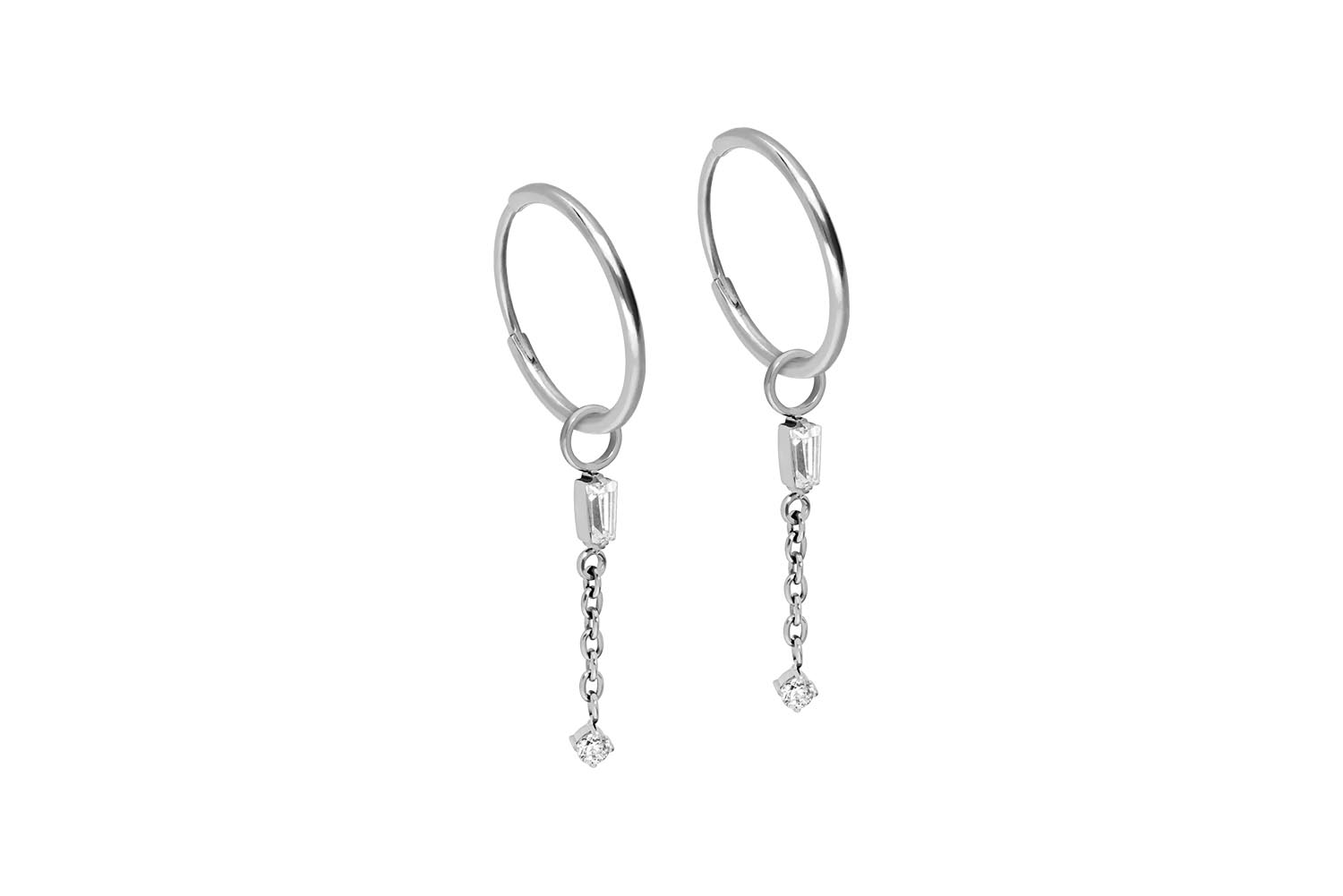 Titan Ohrclicker Creolen 2 KRISTALLE + KETTE von Piercingline